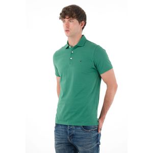 Polo con raqueta bordada verde para hombre