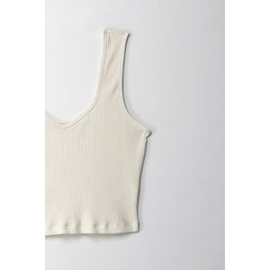 Camiseta crop en rib crudo para mujer