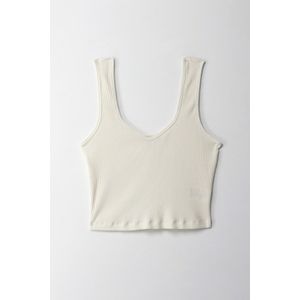 Camiseta crop en rib crudo para mujer