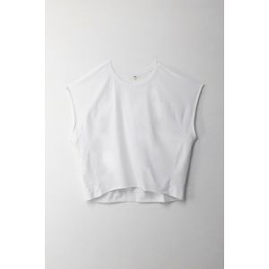 Camiseta con cortes verticales blanca para mujer