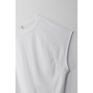Camiseta con cortes verticales blanca para mujer