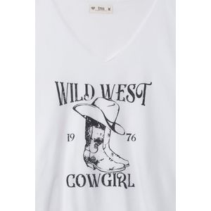 Camiseta Boxy fit con estampado blanca para mujer