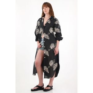 Vestido largo de silueta tio camisa bordado para mujer