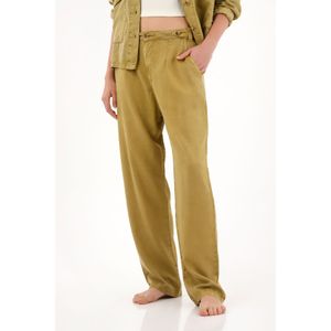 Pantalón tiro alto con teñido overdye verde para mujer