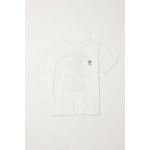 Camiseta básica con estampado blanca para niño