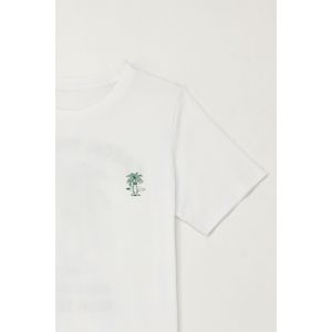 Camiseta básica con estampado blanca para niño