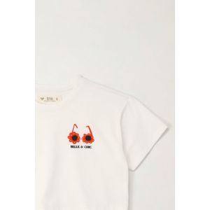 Camiseta manga corta con mini print crudo para niña