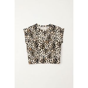 Camiseta manga sisa de animal print para niña