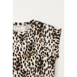 Camiseta manga sisa de animal print para niña