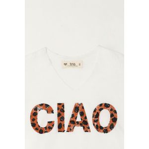 Camiseta manga sisa con estampado blanca para niña