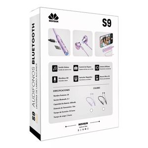 Audífonos Bluetooth Movisun S9 Magnético - Linterna Color Lila