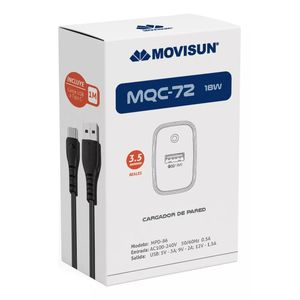 Cargador Movisun MQC-72 Carga Turbo De 18 Watts Color Negro