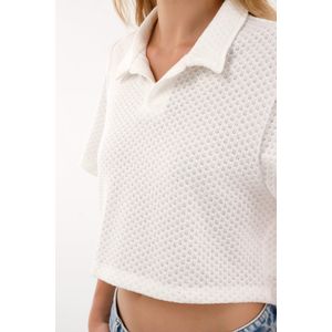 Camiseta crop amplia crudo para mujer