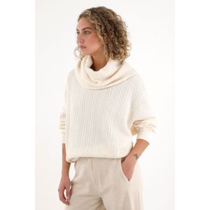 Buzo de cuello tortuga amplio café para mujer