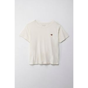 Camiseta con estampado en punto corazón crudo para mujer