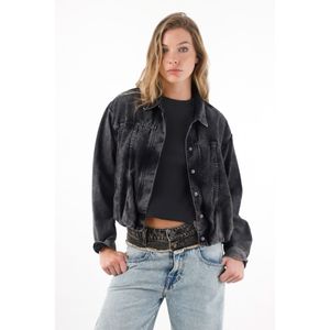 Chaqueta en black denim tipo globo para mujer
