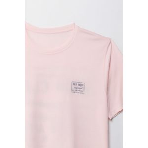 Camiseta manga corta estampada rosada para hombre