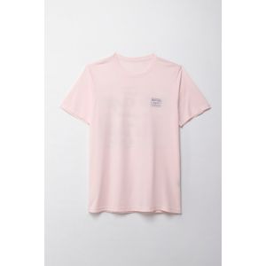Camiseta manga corta estampada rosada para hombre