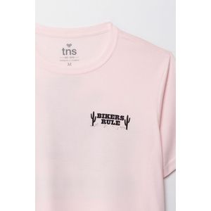 Camiseta manga corta estampada rosada para hombre