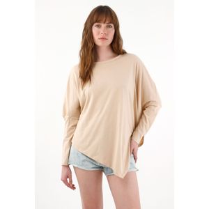 Camiseta manga larga café para mujer