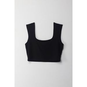 Camiseta crop manga sisa negra para mujer