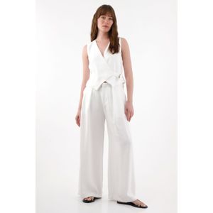Pantalón Wide Leg con tablas crudo para mujer