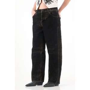 Jean Horseshoe en velvet black denim para mujer