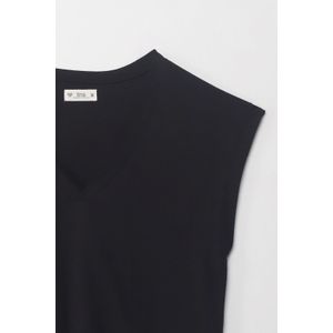Camiseta manga sisa negra para mujer