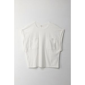 Camiseta manga sisa con bolsillo crudo para mujer