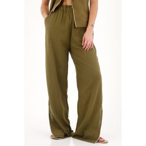 Pantalón de pretina elástica verde para mujer