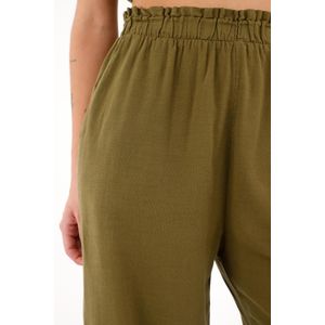 Pantalón de pretina elástica verde para mujer