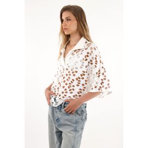 Camisa color crudo tejida para mujer
