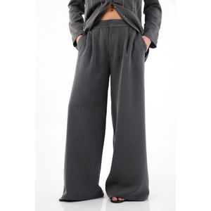 Pantalón Wide Leg tela tipo sastre gris para mujer