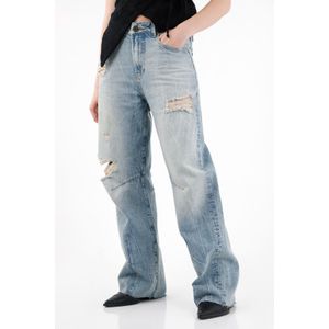 Jean Wide Leg tiro alto con rotos para mujer