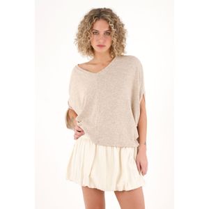 Camiseta de silueta amplia café para mujer