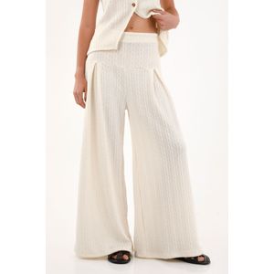 Pantalón oversize en tela tejida crudo para mujer