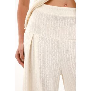 Pantalón oversize en tela tejida crudo para mujer