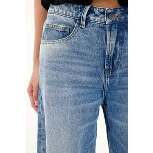 Jean Wide Leg de tiro medio oscuro para mujer