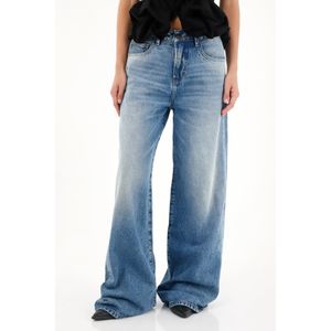 Jean Wide Leg de tiro medio oscuro para mujer
