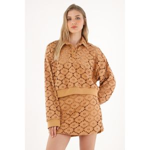 Buzo en tejido de punto café para mujer