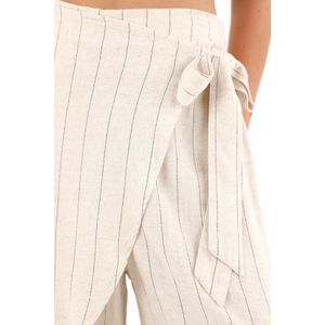 Pantalón tejido a rayas crudo para mujer