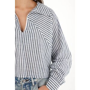Camisa manga larga en popelina a rayas para mujer