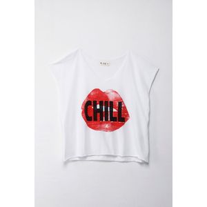 Camiseta Boxy fit manga sisa blanca para mujer