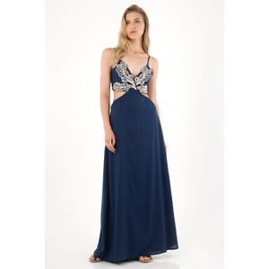 Vestido largo con cut out en cintura para mujer