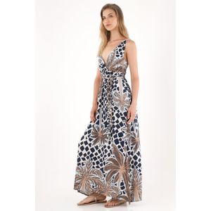 Vestido largo con estampado de palmeras para mujer