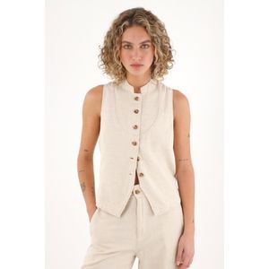 Camisa manga sisa de botones crudo para mujer