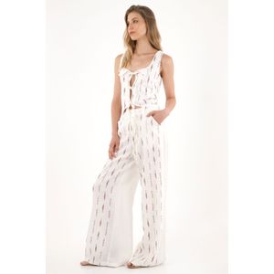Camisa manga sisa con detalles de encaje estampada para mujer