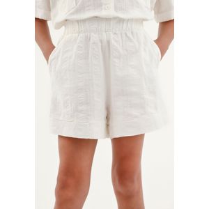 Short crudo con pretina enresortada para niña