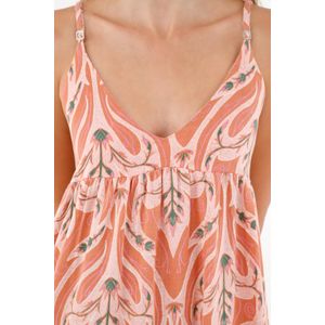 Vestido rosado con escote en V para mujer