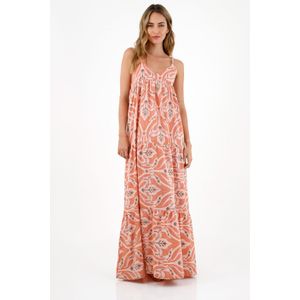 Vestido rosado con escote en V para mujer